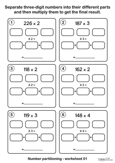 Printable Year 5 Maths Worksheets Partitioning .